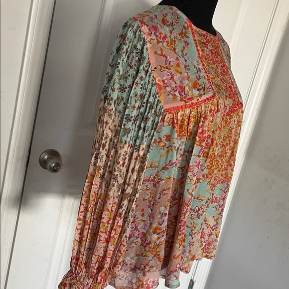 Bla-nk at Anthropologie Tops - Bla-nk Miranda Peasant Blouse Floral Patchwork Size S Boho Babydoll Ruffled